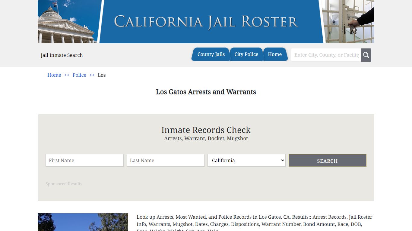 Los Gatos Arrests and Warrants | Jail Roster Search
